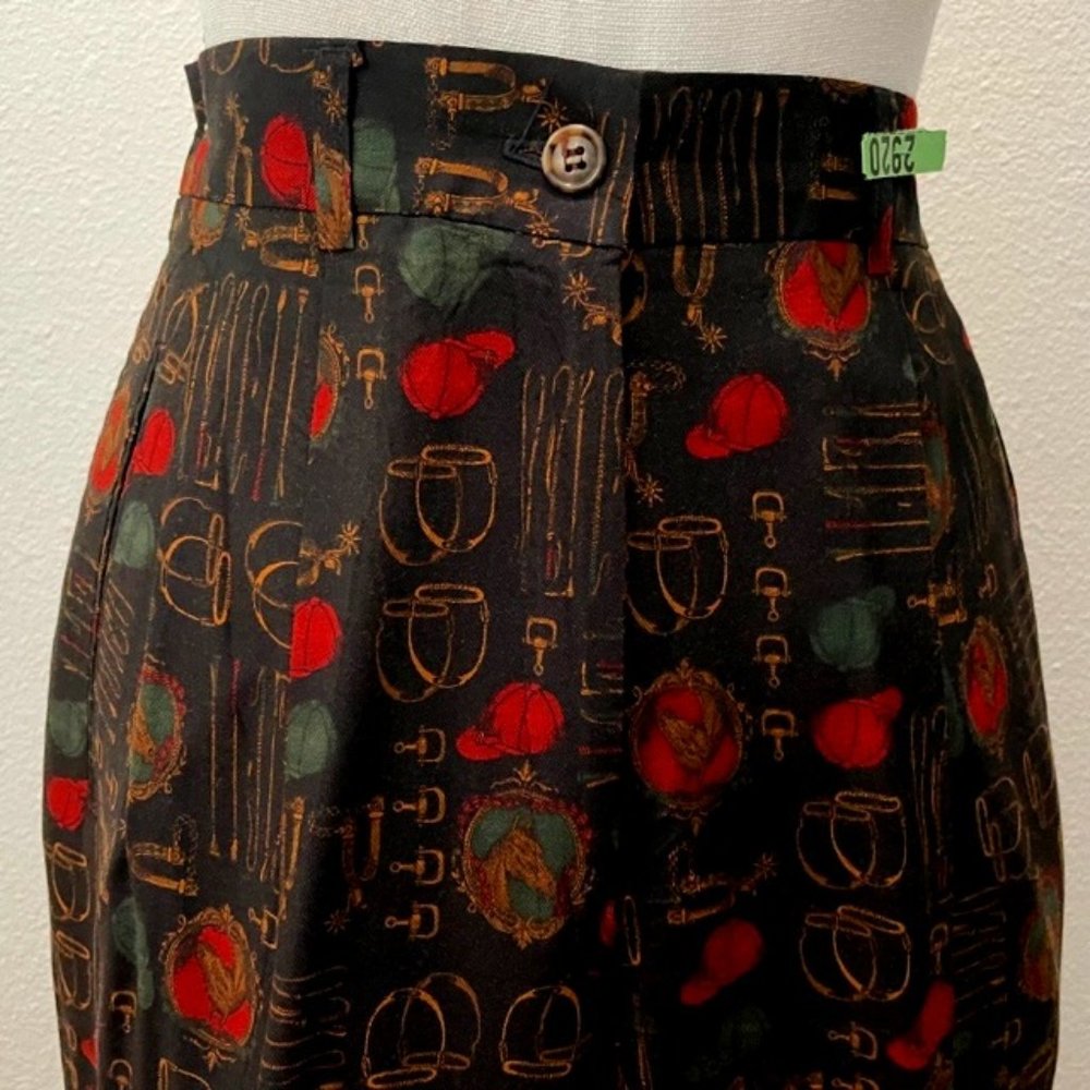 Vintage 90's High Waist Wool Blend Equestrian Print Slacks by Breeches